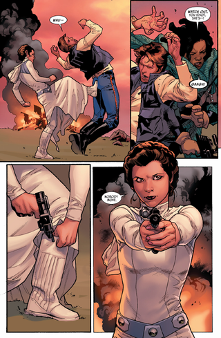 Illustration for article titled In This Week's Star Wars Comic, Princess Leia Gets To Kick Butt—Literally